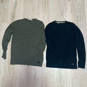 H&M Boys Bundle Lightweight Crewneck Sweaters - Olive Green & Black M 10-12